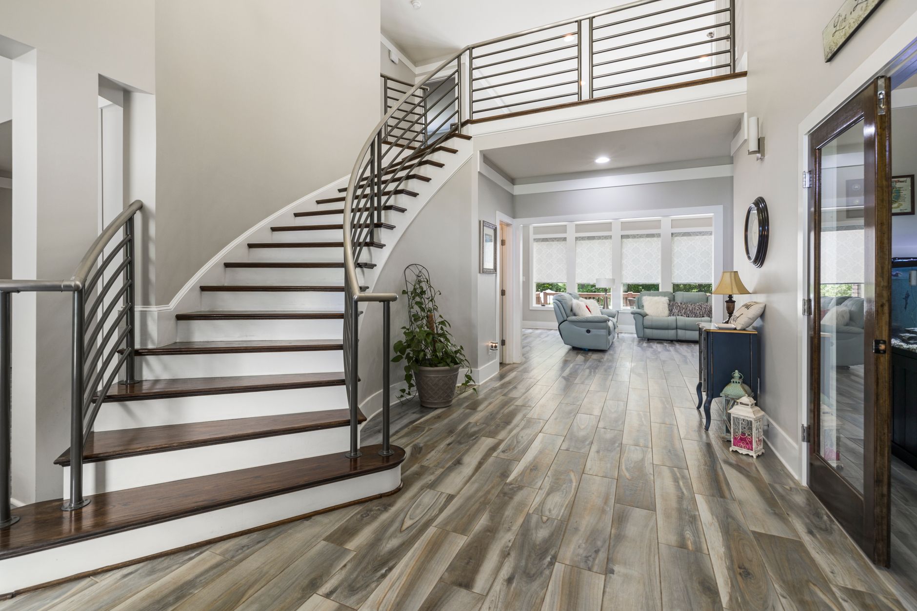 Custom stair railing in a modern home