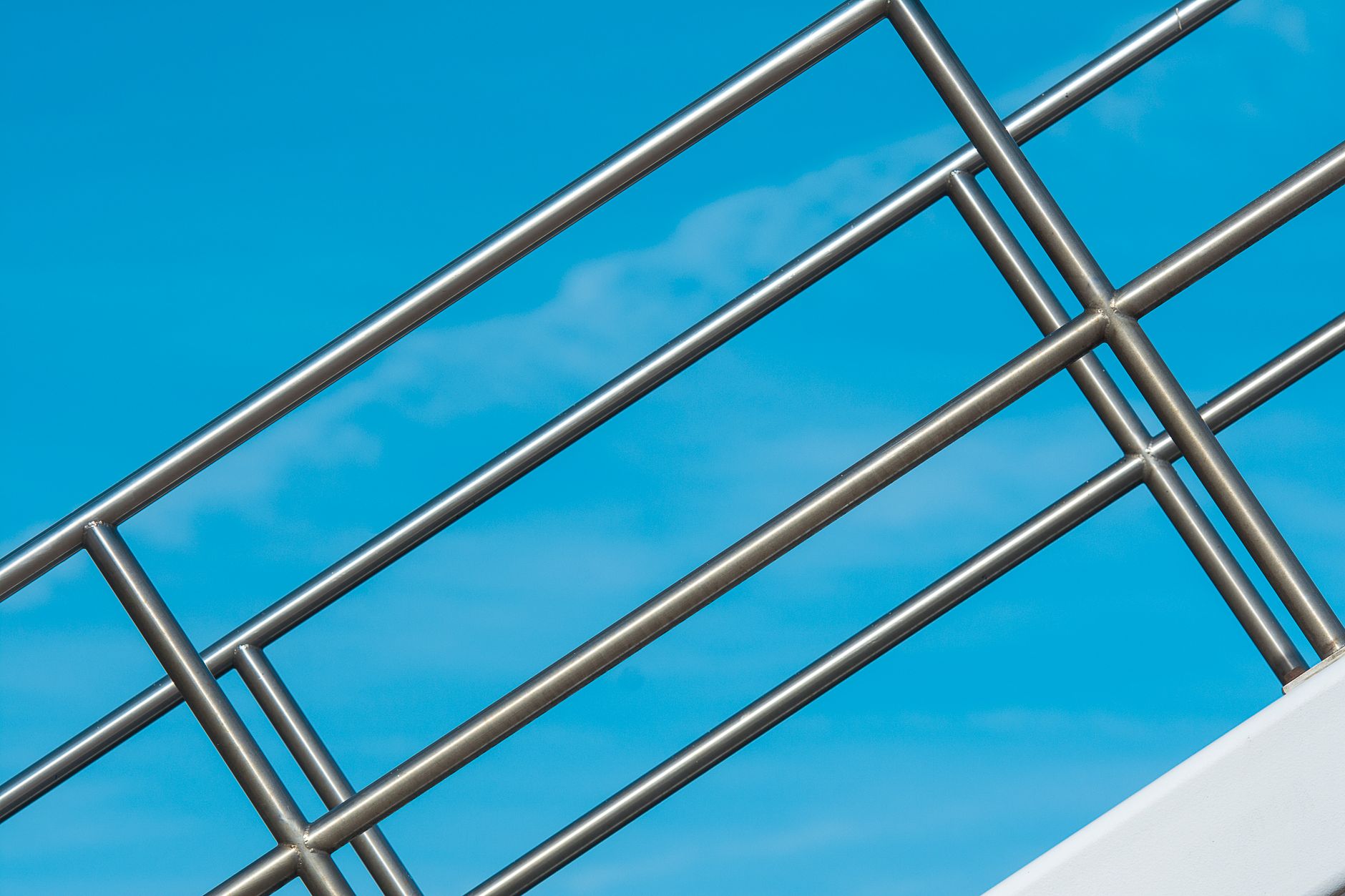 Sleek stainless steel railing